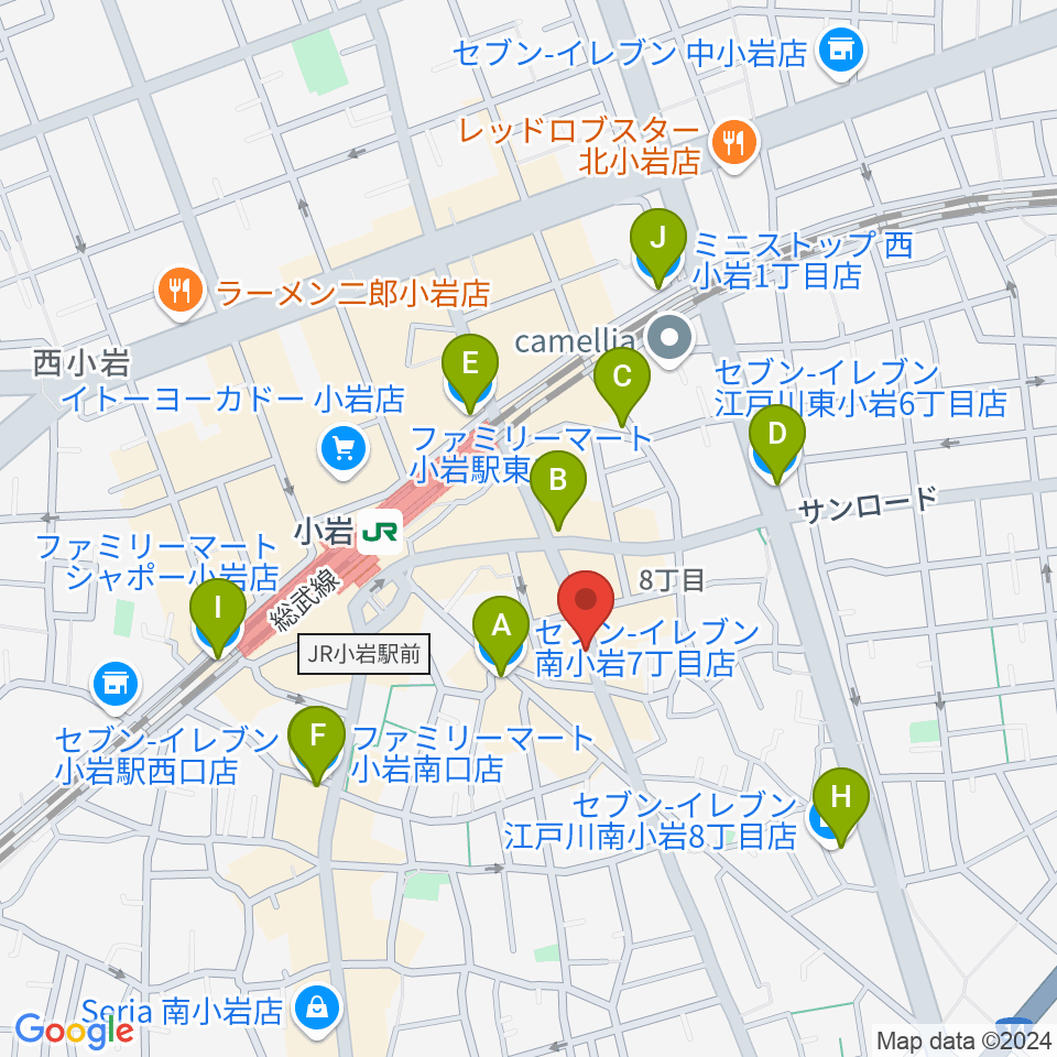 小岩BUSHBASH周辺のコンビニエンスストア一覧地図