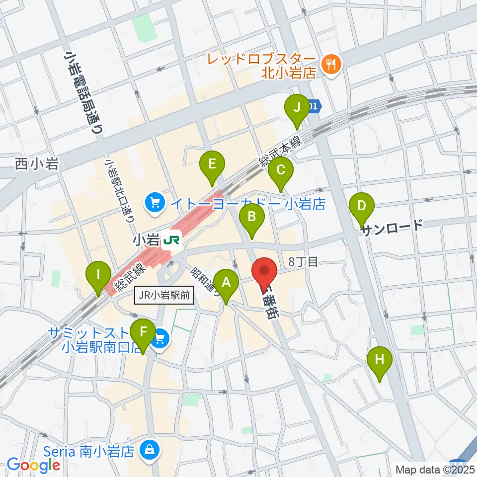 小岩BUSHBASH周辺のコンビニエンスストア一覧地図