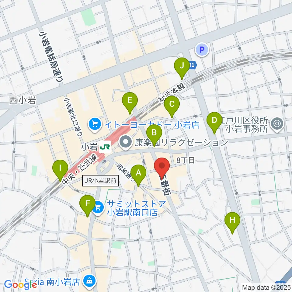 小岩BUSHBASH周辺のコンビニエンスストア一覧地図