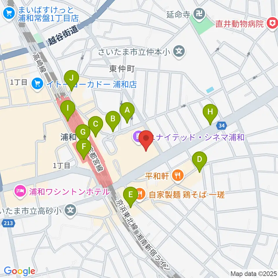 島村楽器 浦和パルコ店周辺のコンビニエンスストア一覧地図