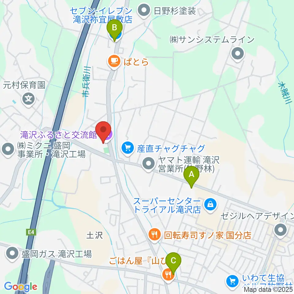 滝沢ふるさと交流館周辺のコンビニエンスストア一覧地図