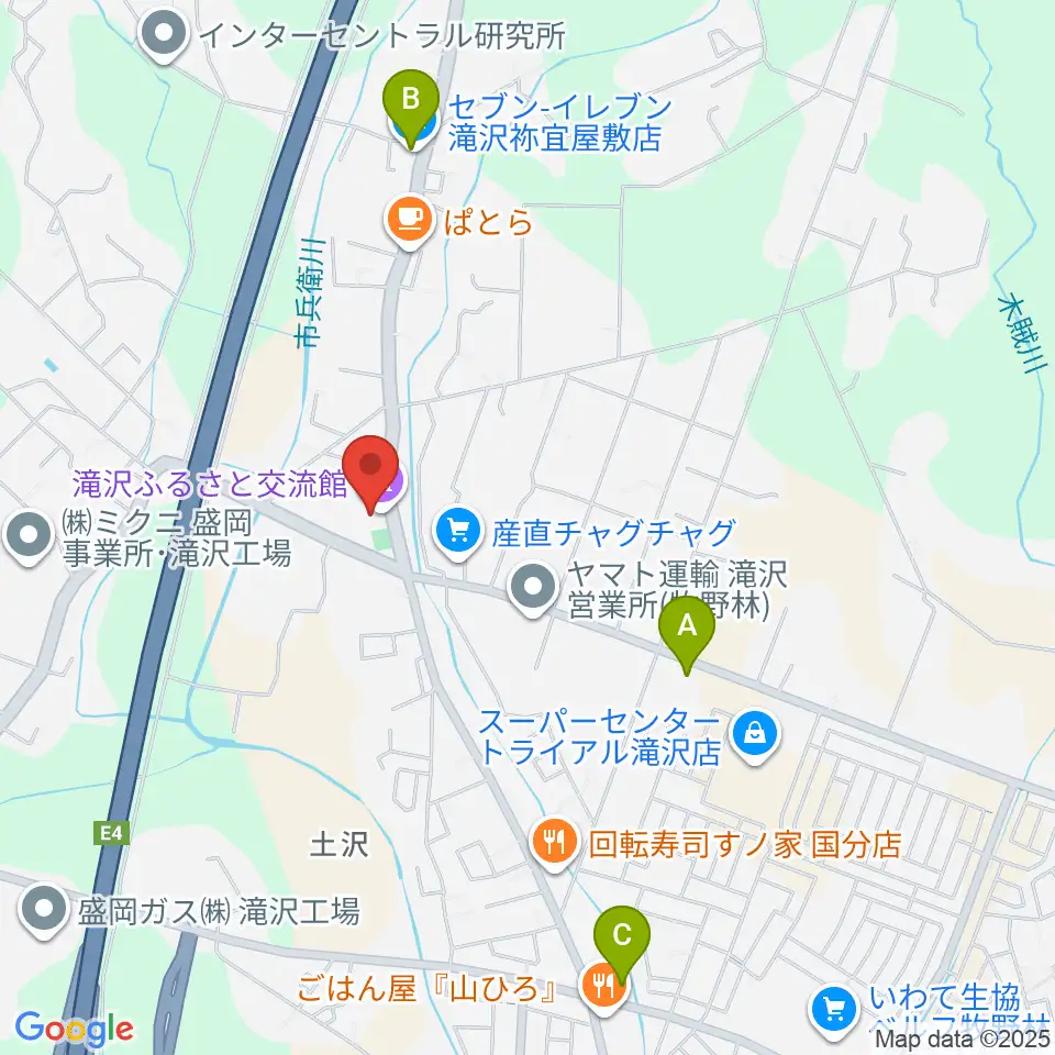 滝沢ふるさと交流館周辺のコンビニエンスストア一覧地図
