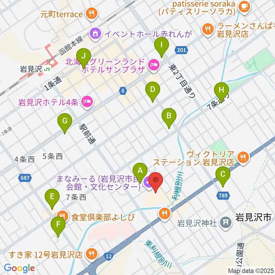 まなみーる 岩見沢市民会館・文化センター周辺のコンビニエンスストア一覧地図