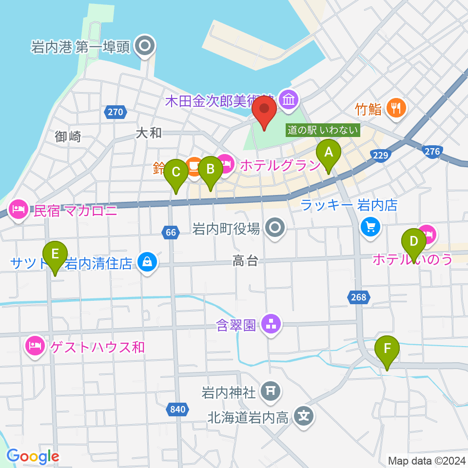 岩内地方文化センター周辺のコンビニエンスストア一覧地図