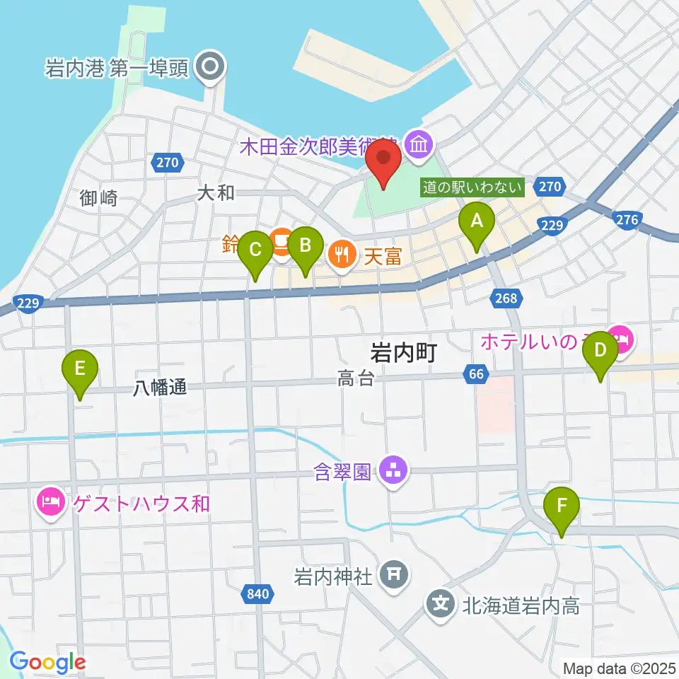 岩内地方文化センター周辺のコンビニエンスストア一覧地図