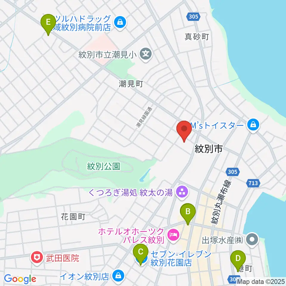 紋別市民会館周辺のコンビニエンスストア一覧地図