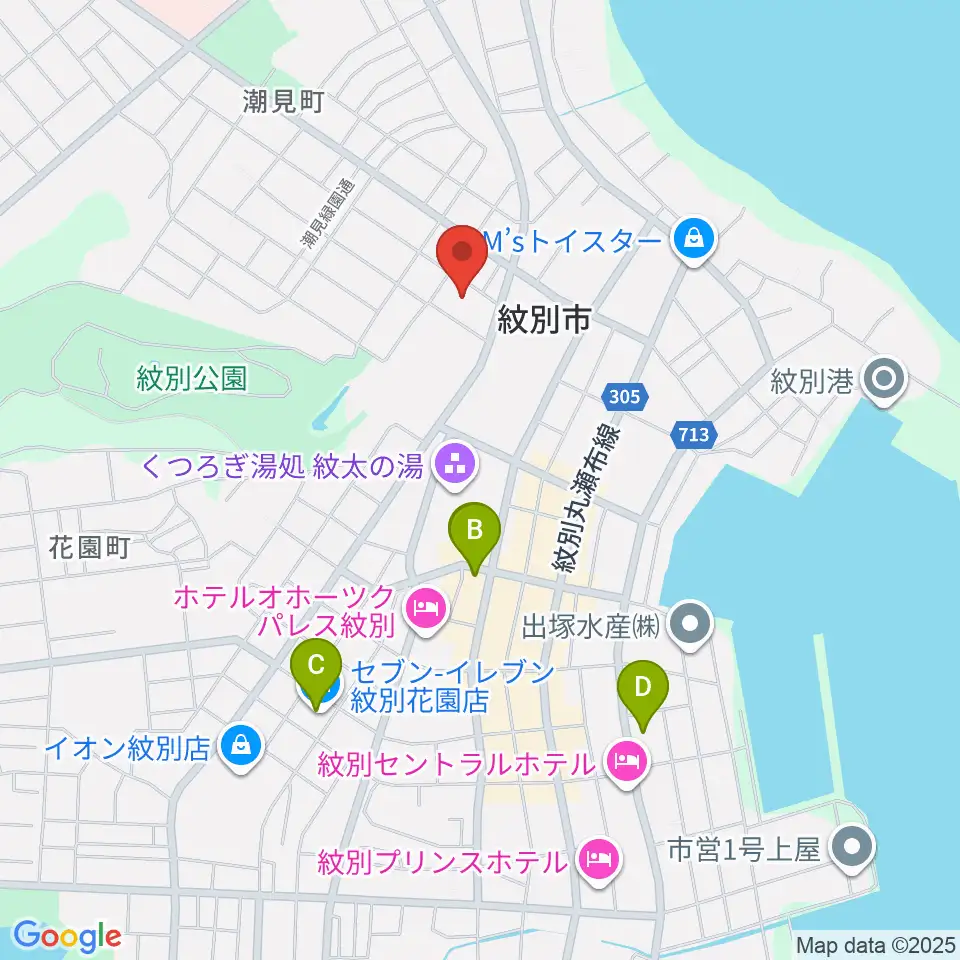 紋別市民会館周辺のコンビニエンスストア一覧地図