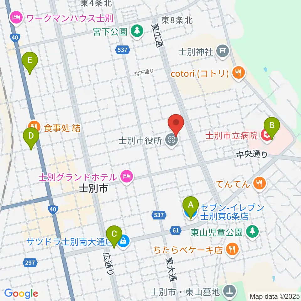 士別市民文化センター周辺のコンビニエンスストア一覧地図