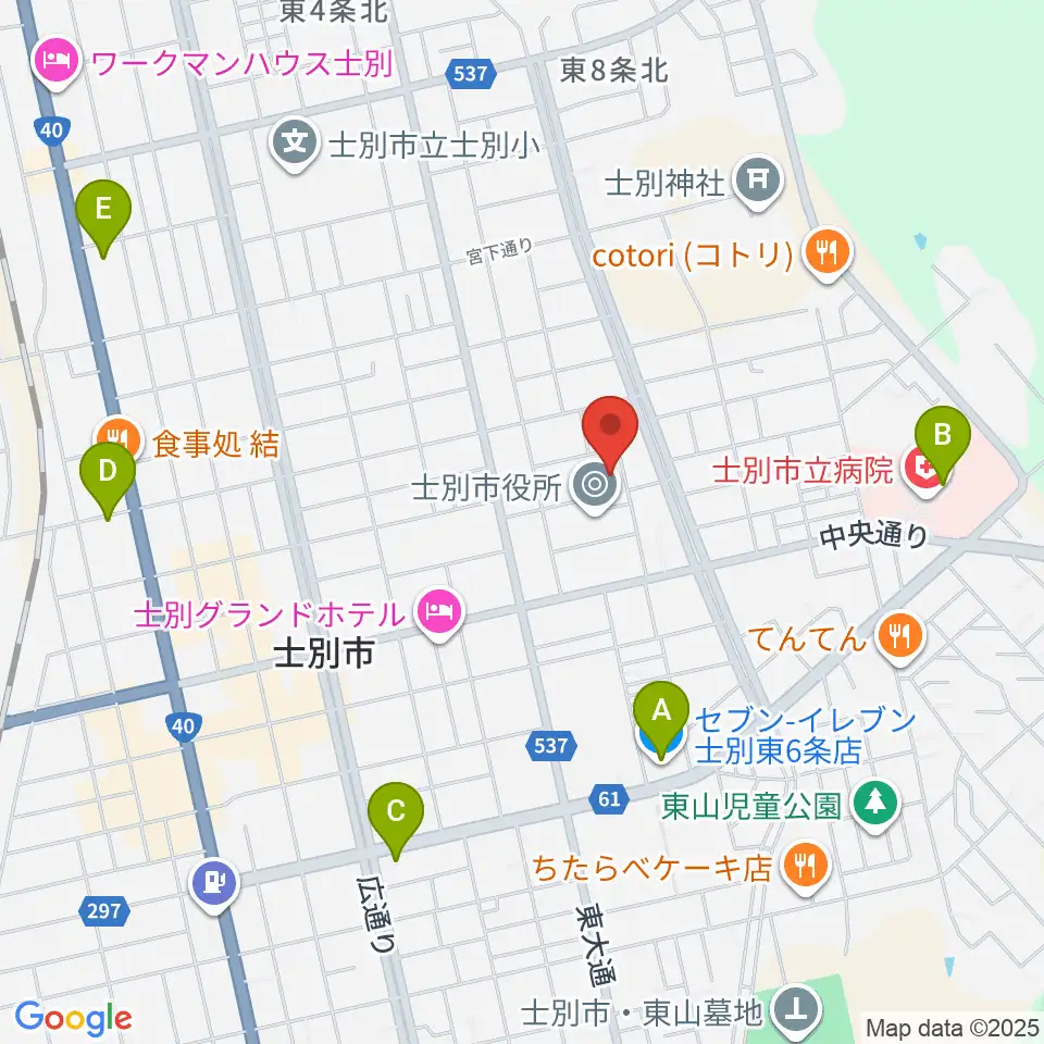 士別市民文化センター周辺のコンビニエンスストア一覧地図