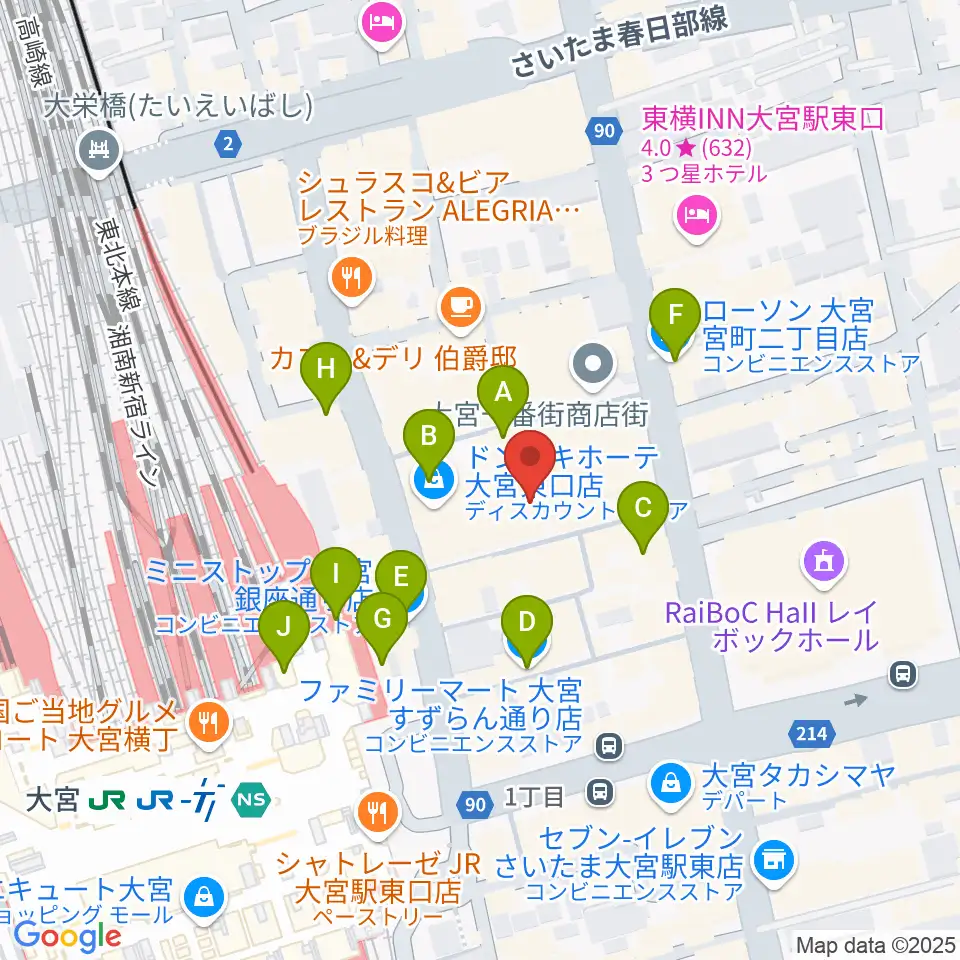 島村楽器 大宮店周辺のコンビニエンスストア一覧地図