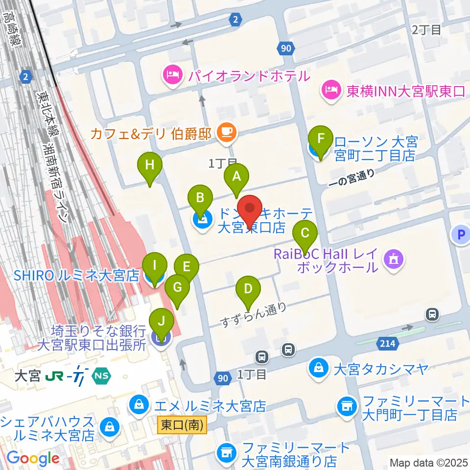 島村楽器 大宮店周辺のコンビニエンスストア一覧地図