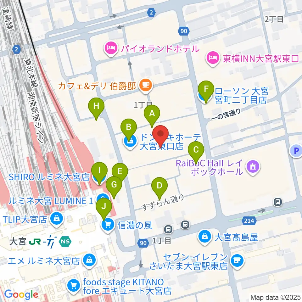 島村楽器 大宮店周辺のコンビニエンスストア一覧地図