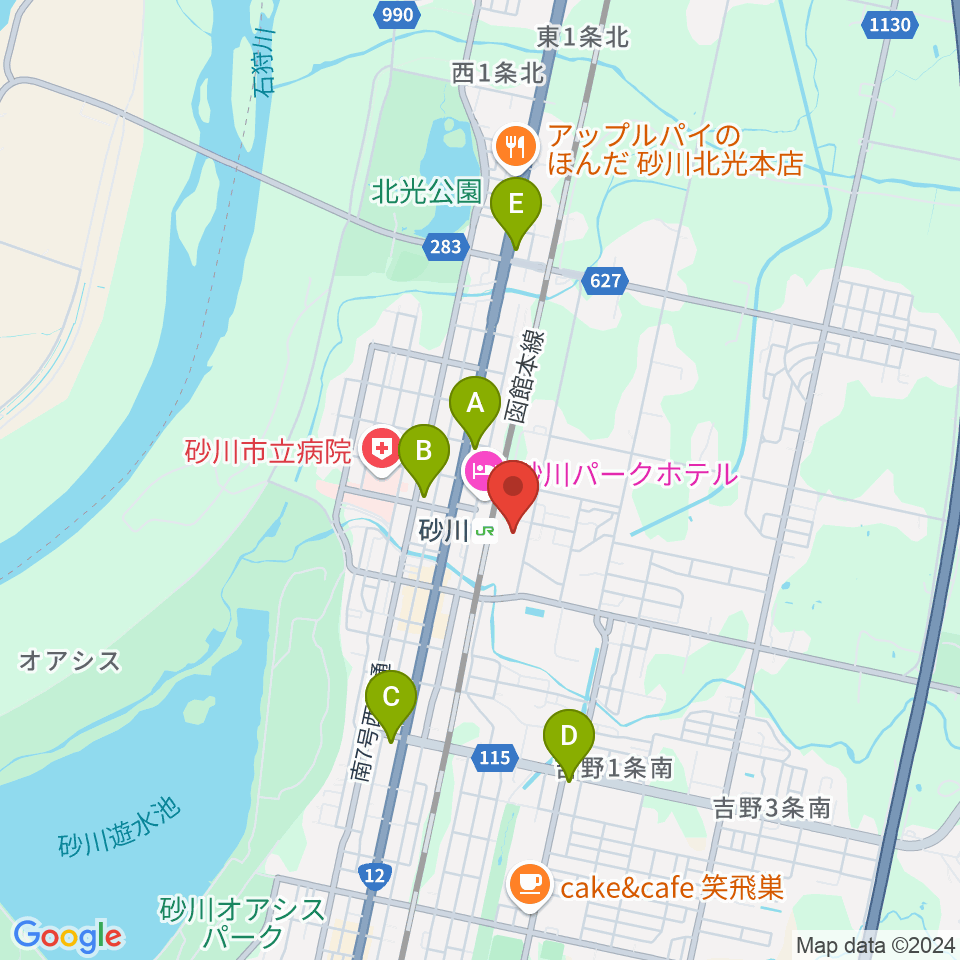 砂川市地域交流センターゆう周辺のコンビニエンスストア一覧地図