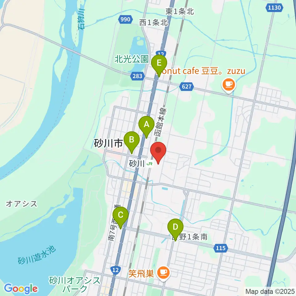 砂川市地域交流センターゆう周辺のコンビニエンスストア一覧地図