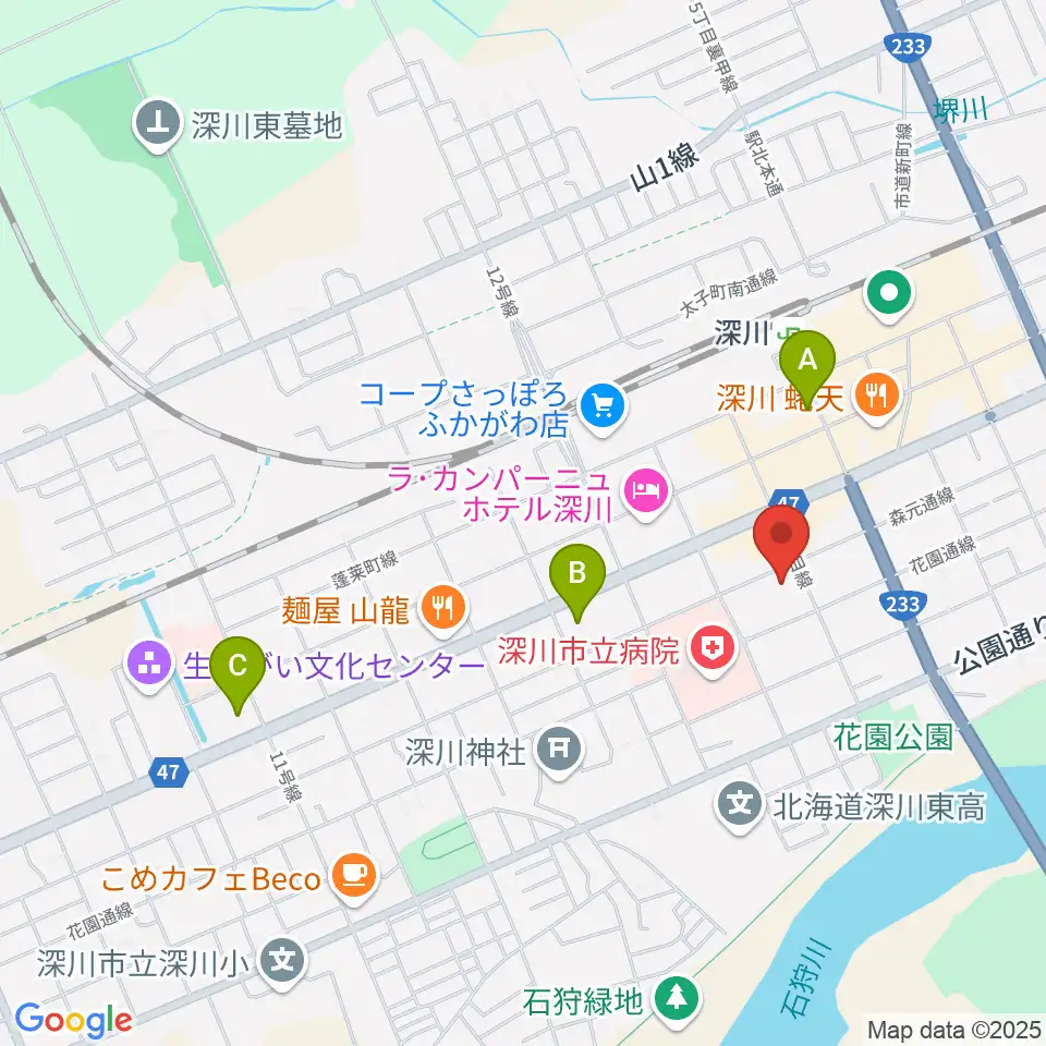 深川市文化交流ホールみ・らい周辺のコンビニエンスストア一覧地図