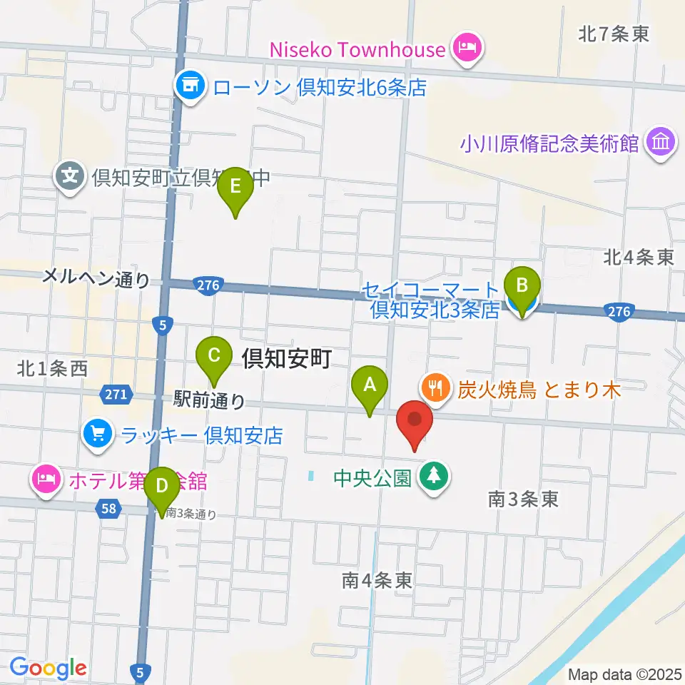 倶知安町公民館・文化福祉センター周辺のコンビニエンスストア一覧地図