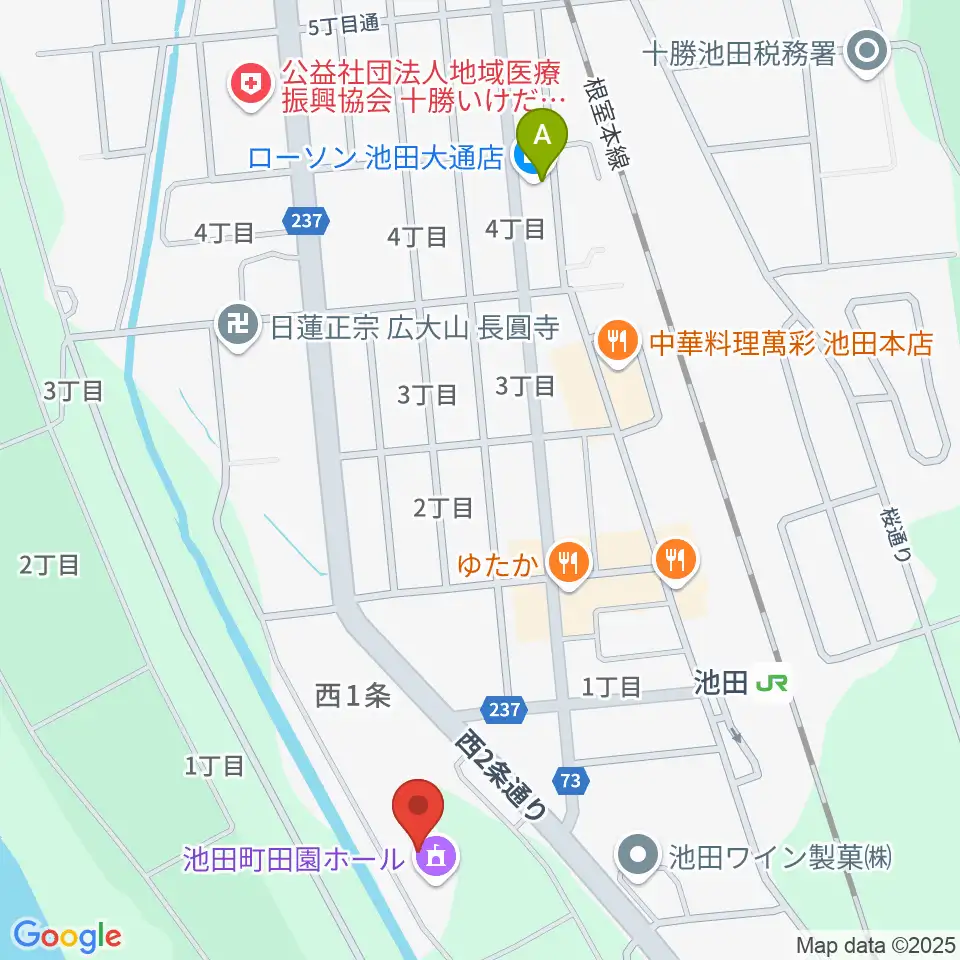 池田町田園ホール周辺のコンビニエンスストア一覧地図