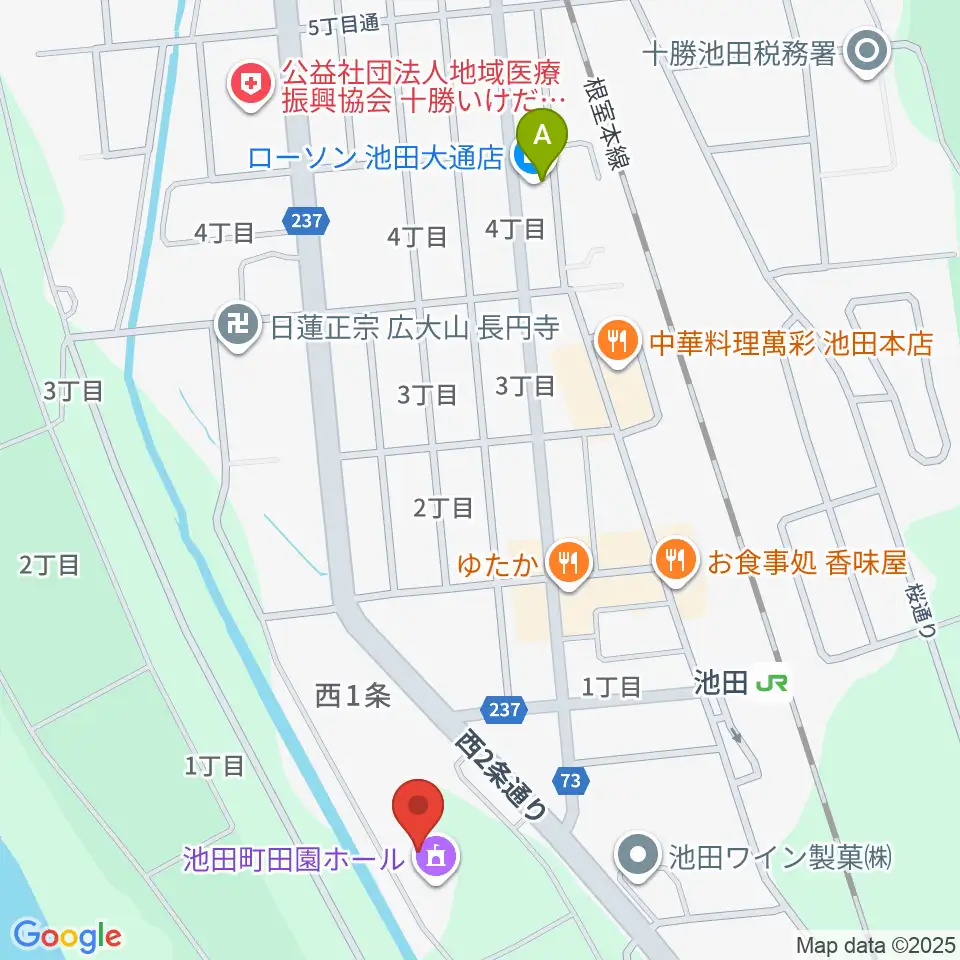 池田町田園ホール周辺のコンビニエンスストア一覧地図