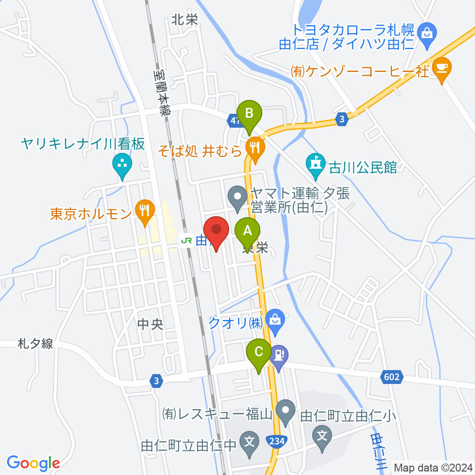 由仁町文化交流館 ふれーる周辺のコンビニエンスストア一覧地図