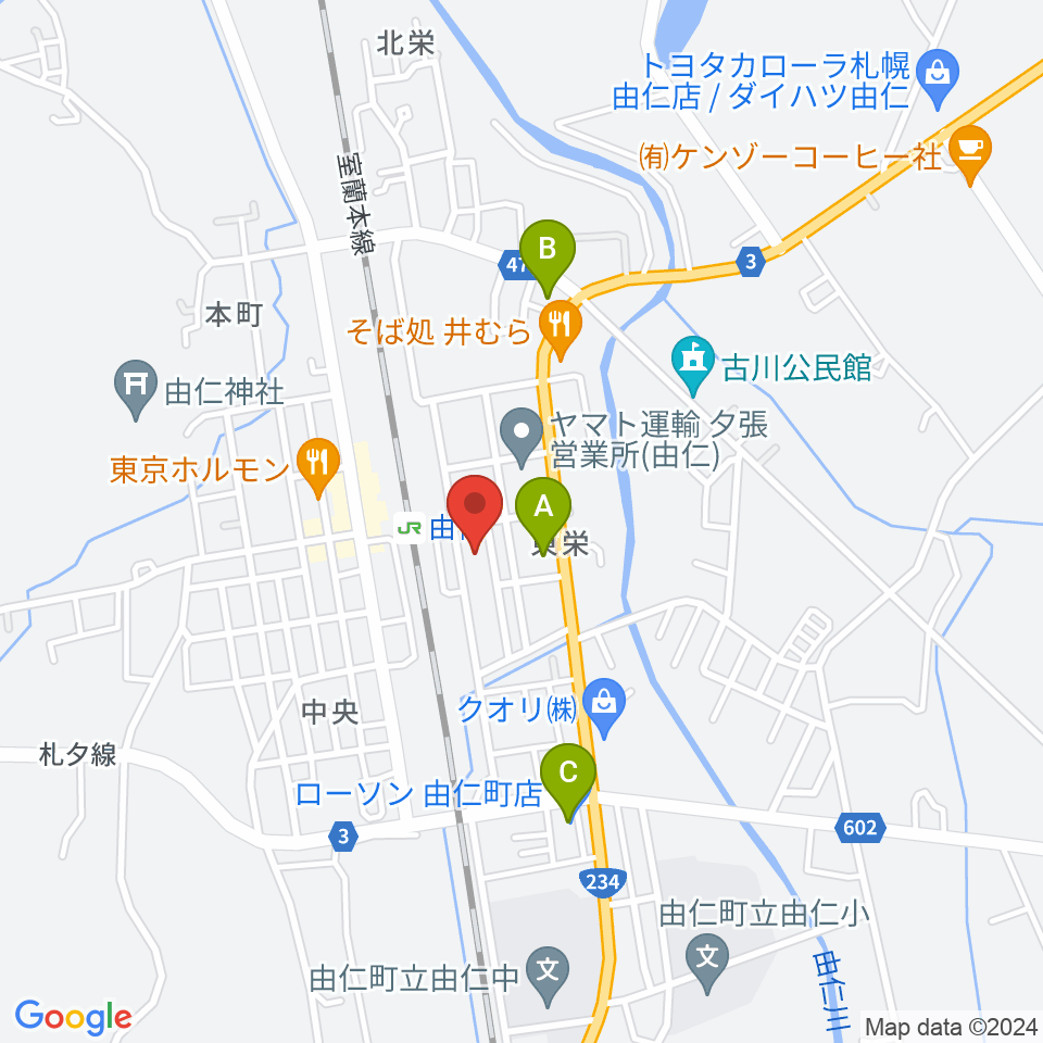 由仁町文化交流館 ふれーる周辺のコンビニエンスストア一覧地図