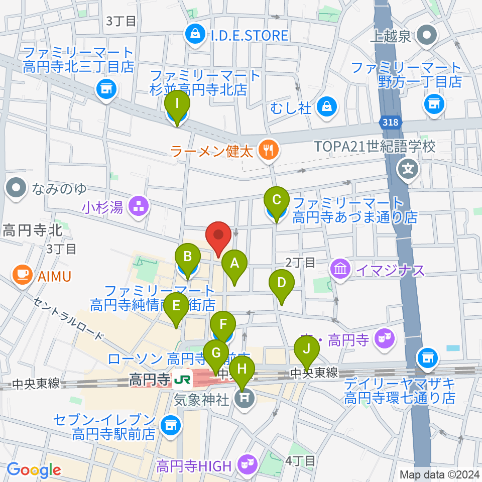 AVガレージ 中古楽器店周辺のコンビニエンスストア一覧地図