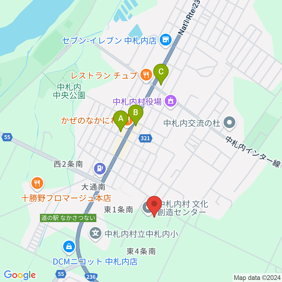 中札内文化創造センター ハーモニーホール周辺のコンビニエンスストア一覧地図