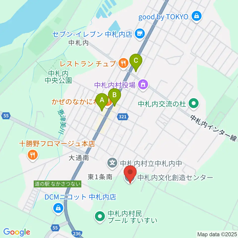 中札内文化創造センター ハーモニーホール周辺のコンビニエンスストア一覧地図