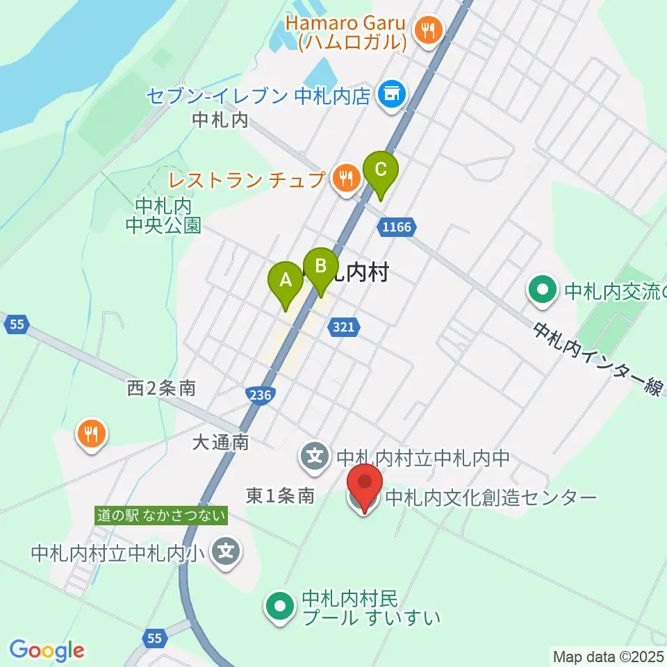 中札内文化創造センター ハーモニーホール周辺のコンビニエンスストア一覧地図