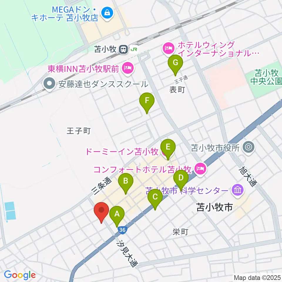 苫小牧市文化交流センター アイビー・プラザ周辺のコンビニエンスストア一覧地図