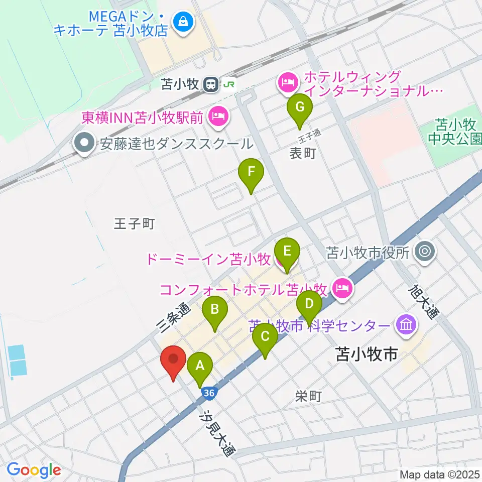 苫小牧市文化交流センター アイビー・プラザ周辺のコンビニエンスストア一覧地図