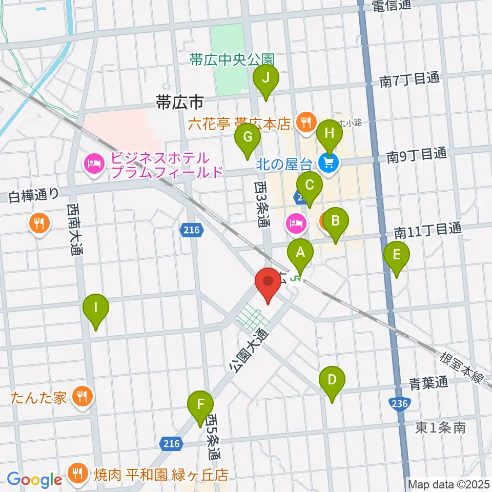 とかちプラザ レインボーホール周辺のコンビニエンスストア一覧地図
