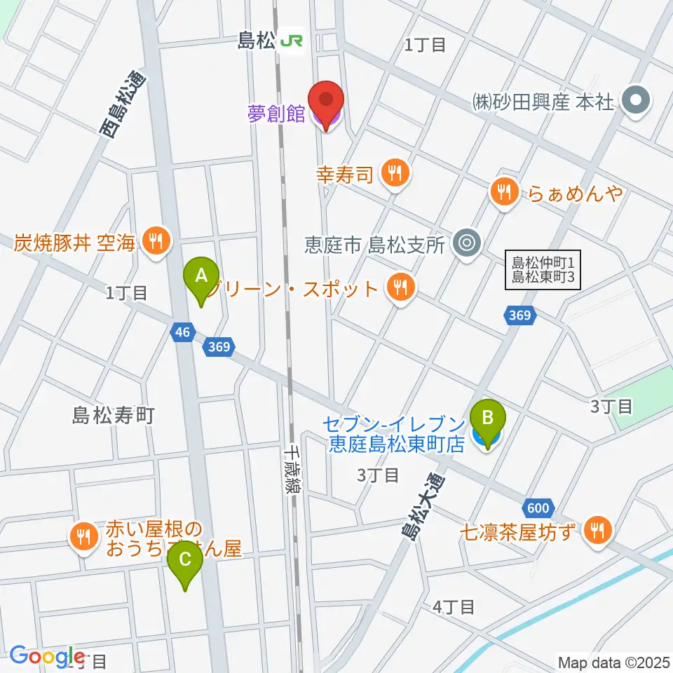夢創館周辺のコンビニエンスストア一覧地図