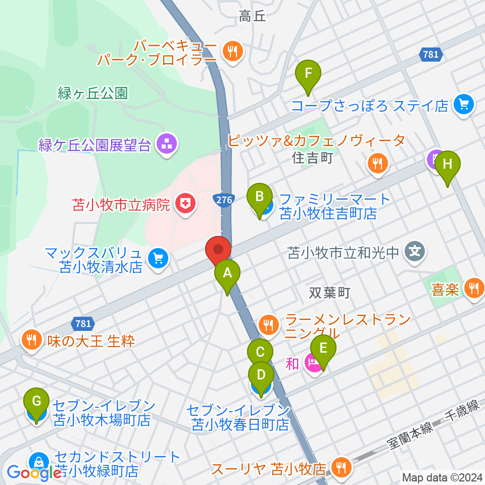 さいとう楽器 音楽館周辺のコンビニエンスストア一覧地図