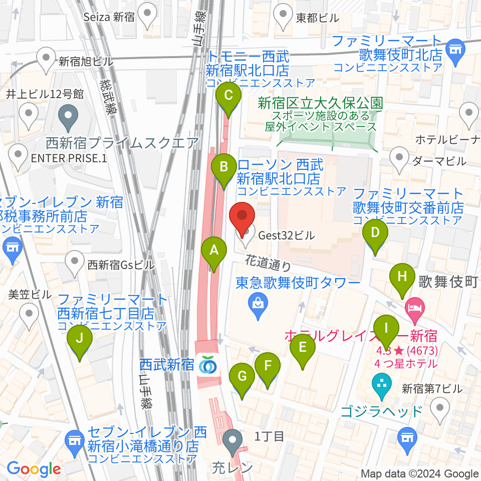 スタジオミュージックシティ周辺のコンビニエンスストア一覧地図