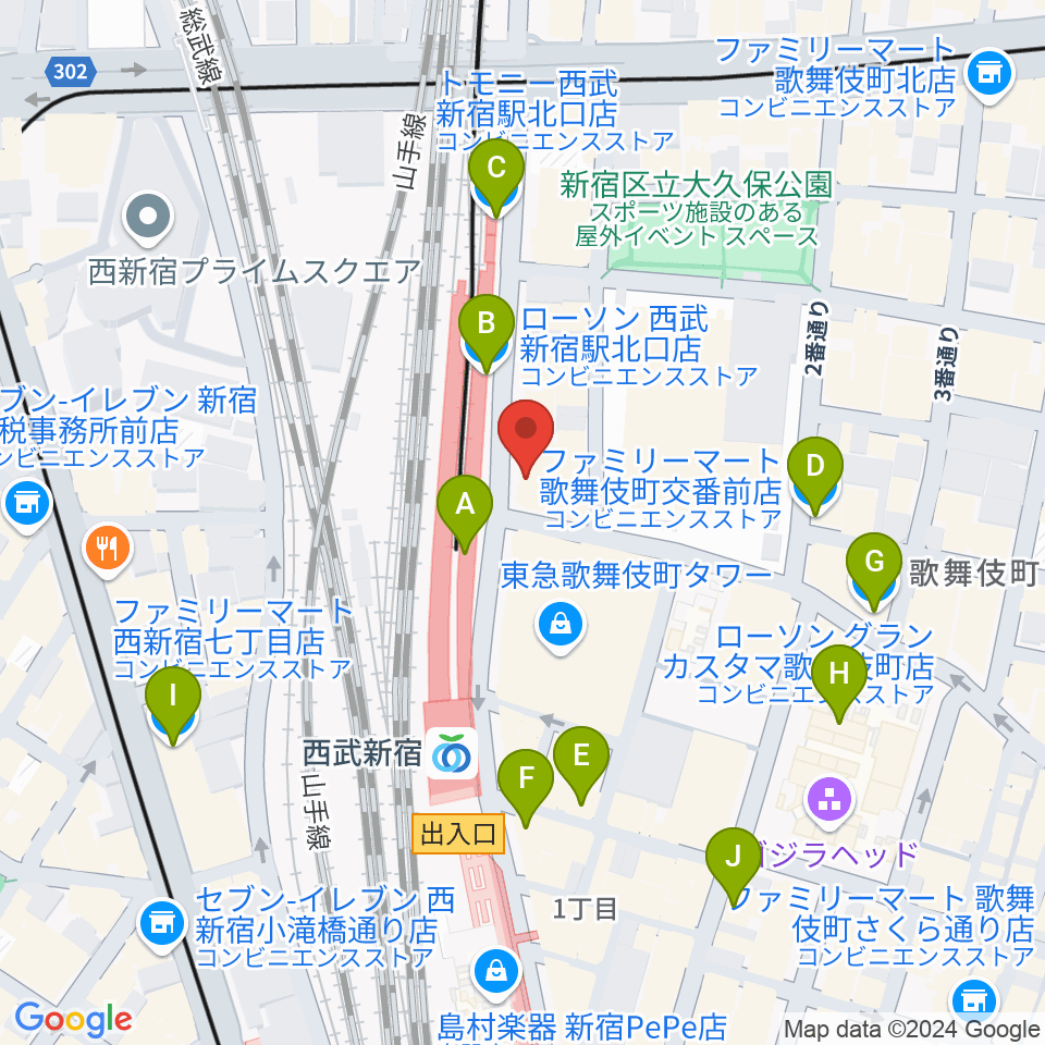 スタジオミュージックシティ周辺のコンビニエンスストア一覧地図