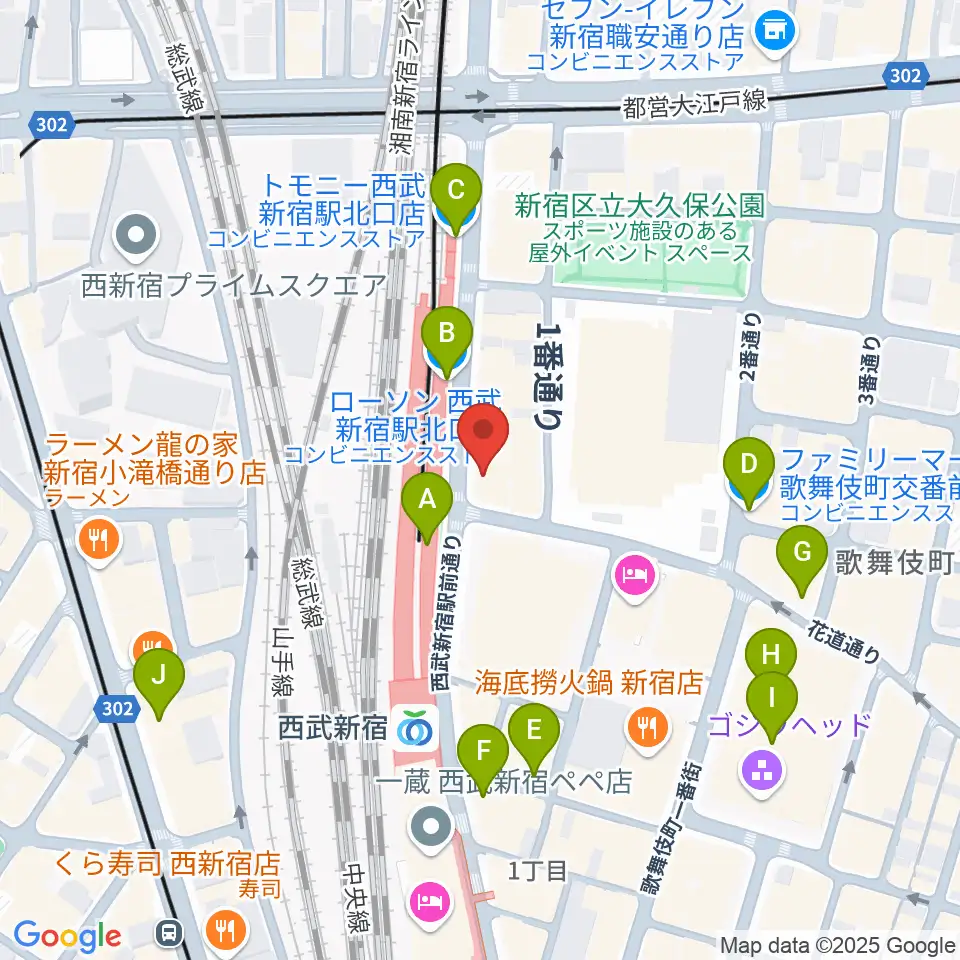 スタジオミュージックシティ周辺のコンビニエンスストア一覧地図