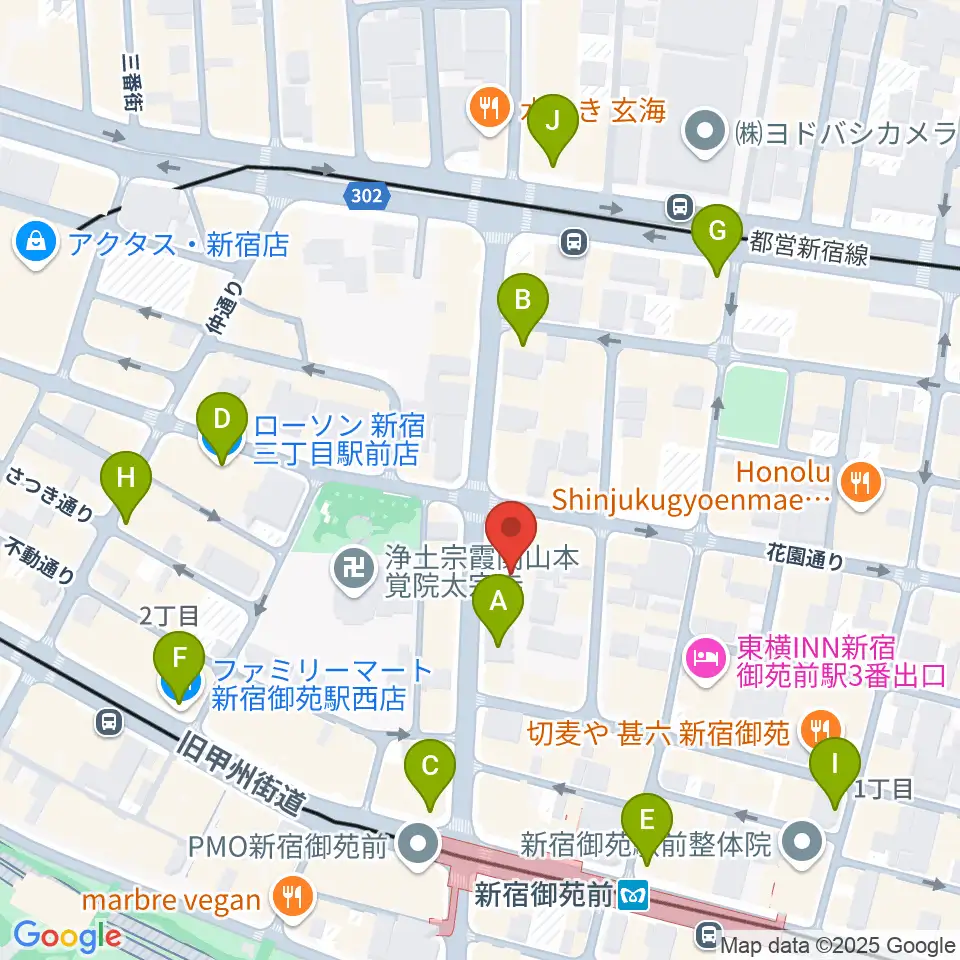 御苑音楽スタジオ周辺のコンビニエンスストア一覧地図
