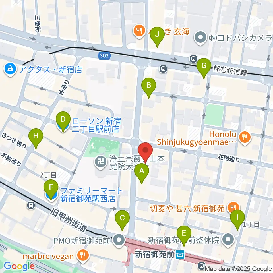 御苑音楽スタジオ周辺のコンビニエンスストア一覧地図