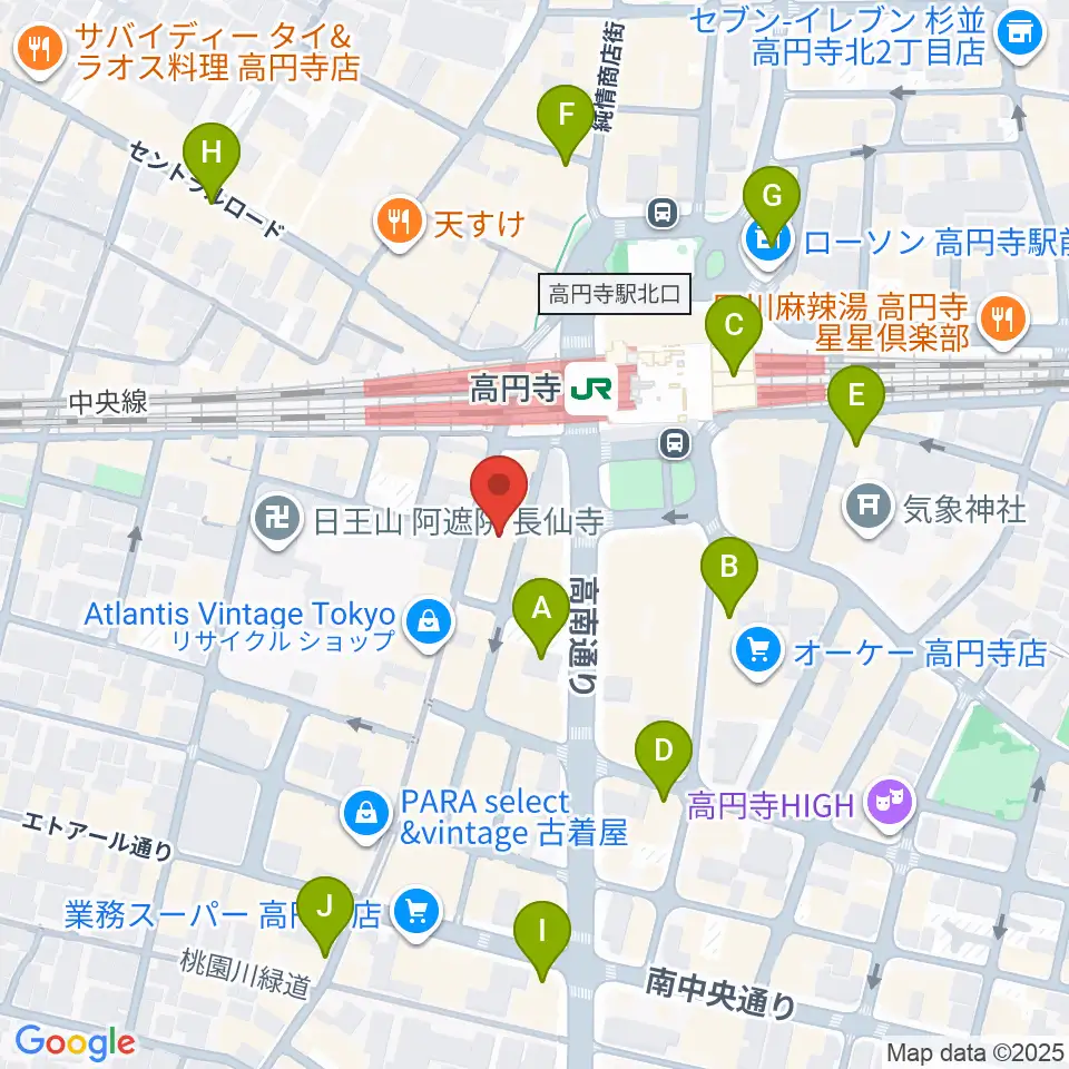 高円寺スタジオドム周辺のコンビニエンスストア一覧地図