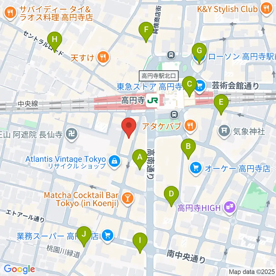 高円寺スタジオドム周辺のコンビニエンスストア一覧地図