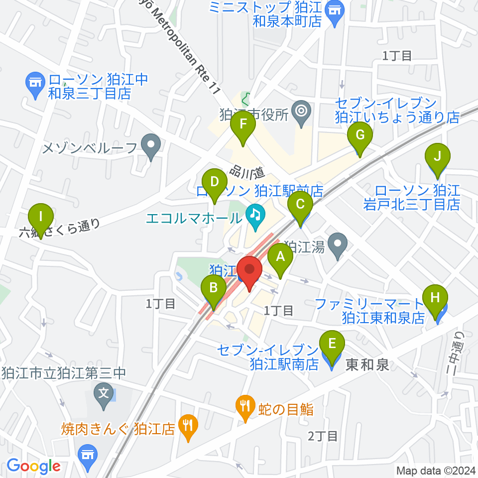 狛江スタジオBEN辿（ベンテン）周辺のコンビニエンスストア一覧地図