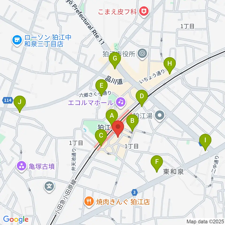 狛江スタジオBEN辿（ベンテン）周辺のコンビニエンスストア一覧地図