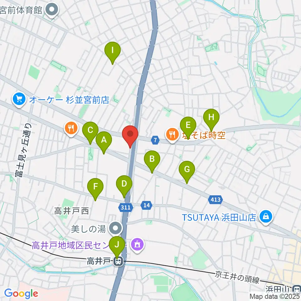 高井戸音楽スクール&スタジオ周辺のコンビニエンスストア一覧地図