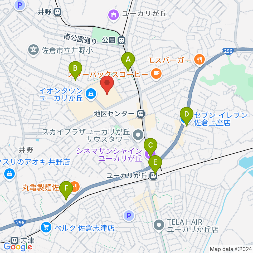 島村楽器 イオンタウンユーカリが丘店周辺のコンビニエンスストア一覧地図