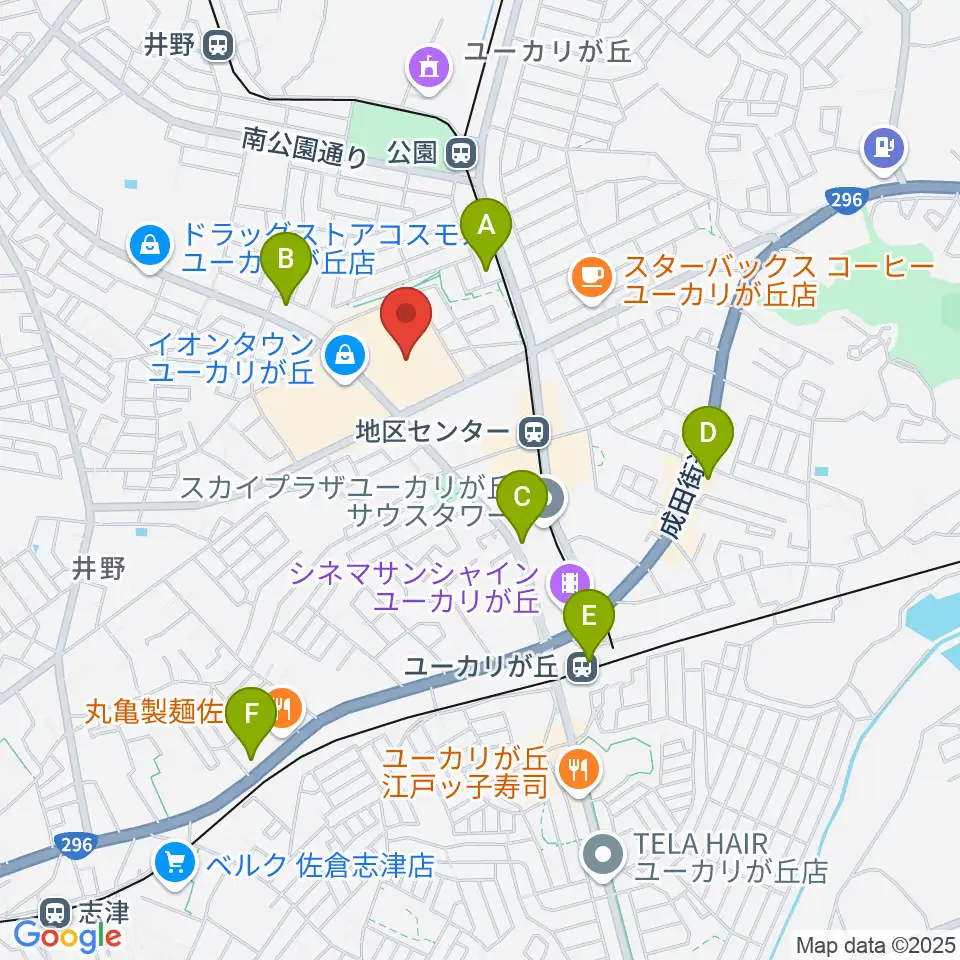 島村楽器 イオンタウンユーカリが丘店周辺のコンビニエンスストア一覧地図
