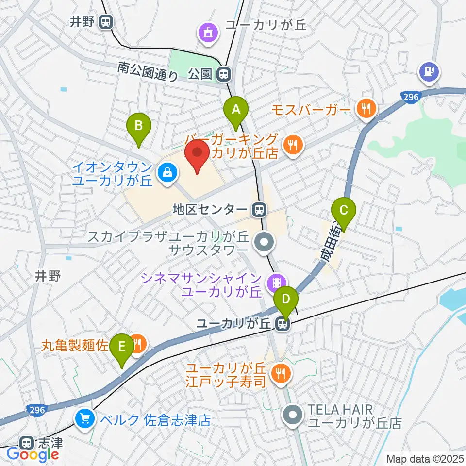 島村楽器 イオンタウンユーカリが丘店周辺のコンビニエンスストア一覧地図