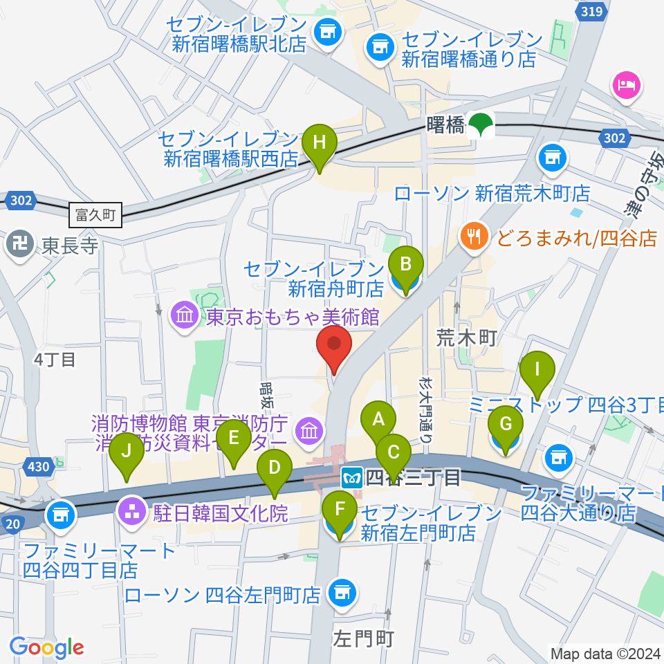 四谷ソケースロック周辺のコンビニエンスストア一覧地図