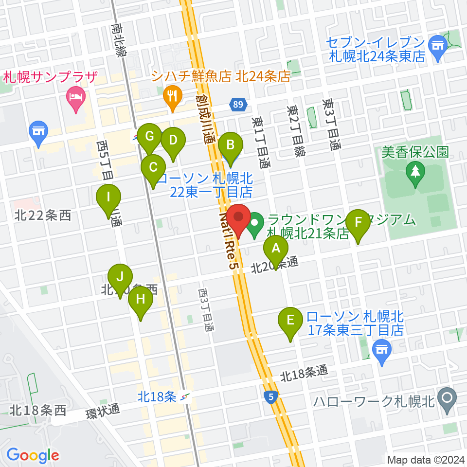 札幌スタジオミルク周辺のコンビニエンスストア一覧地図