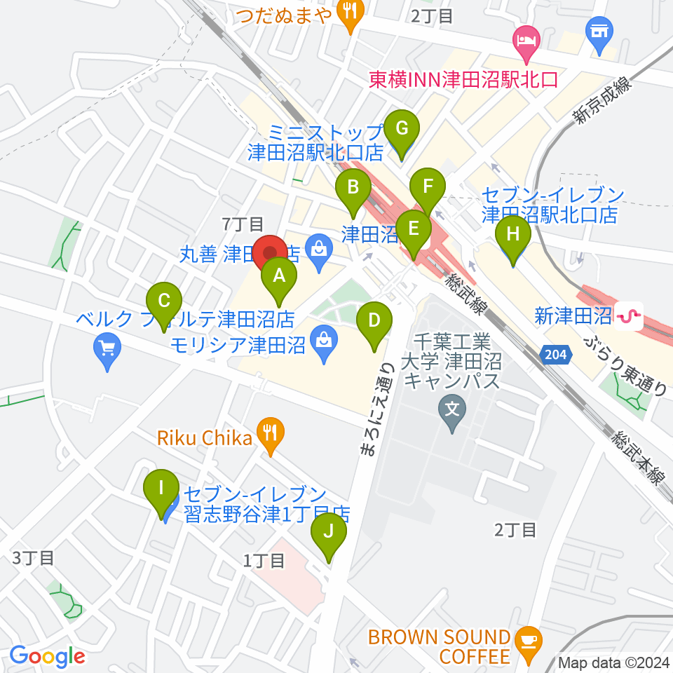 島村楽器 ロハル津田沼店周辺のコンビニエンスストア一覧地図