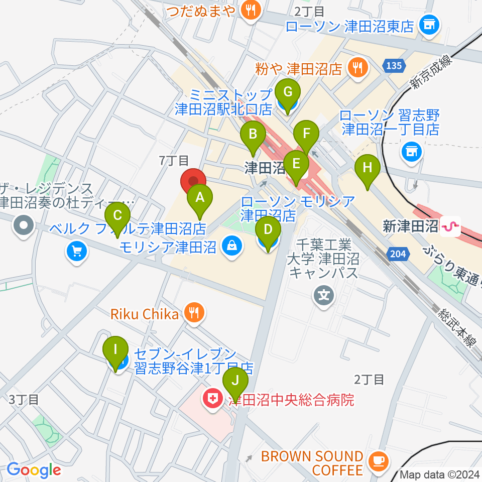 島村楽器 ロハル津田沼店周辺のコンビニエンスストア一覧地図